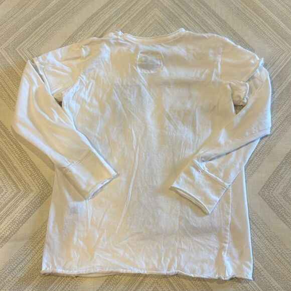 nununu Boys White Long Sleeve Top with Two Vertical Black Stripes - Size 4/5 - Picture 7 of 7